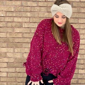 Burgundy Confetti Sweater